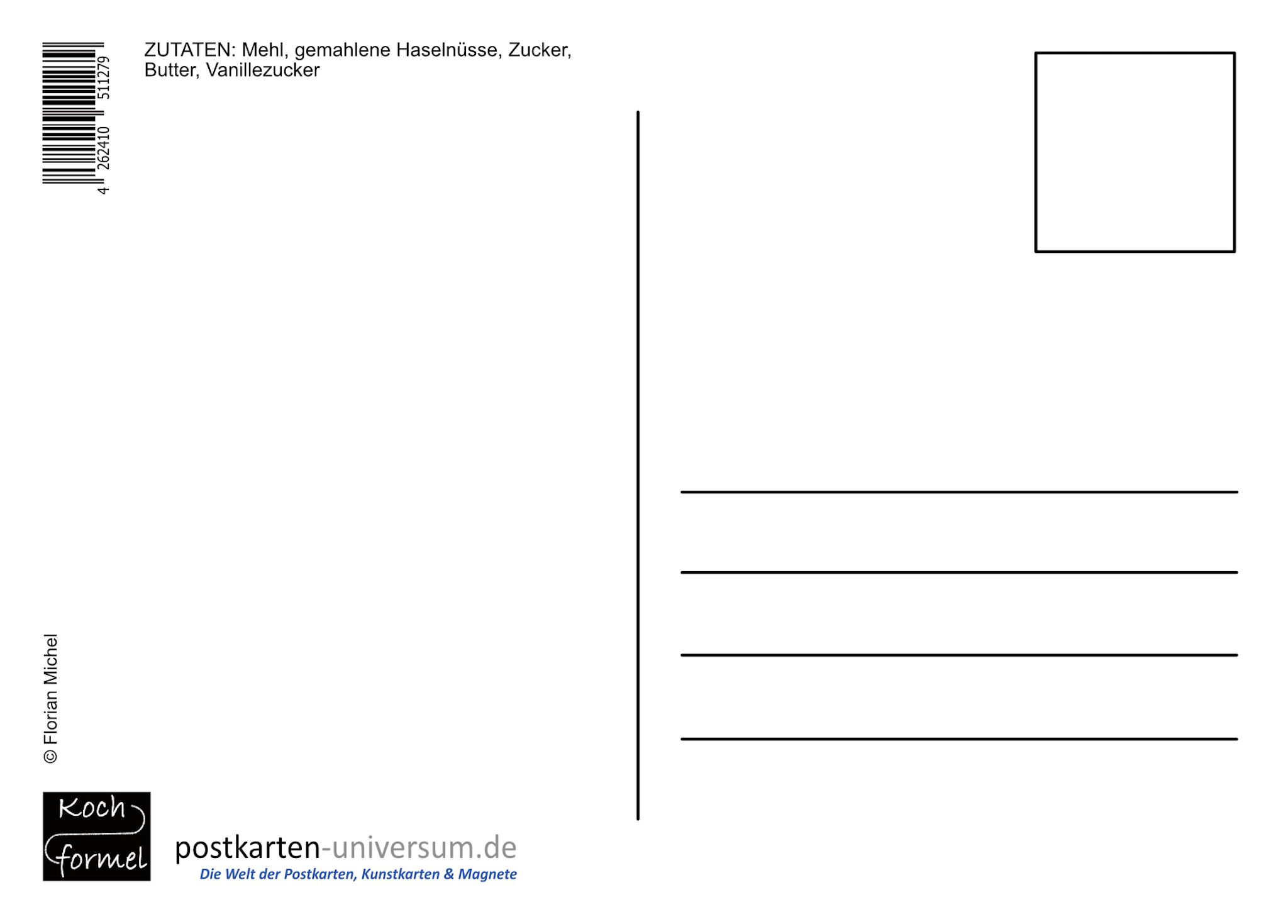 Rezept-Postkarte "Weihnachtsgebäck: Vanillekipferl"