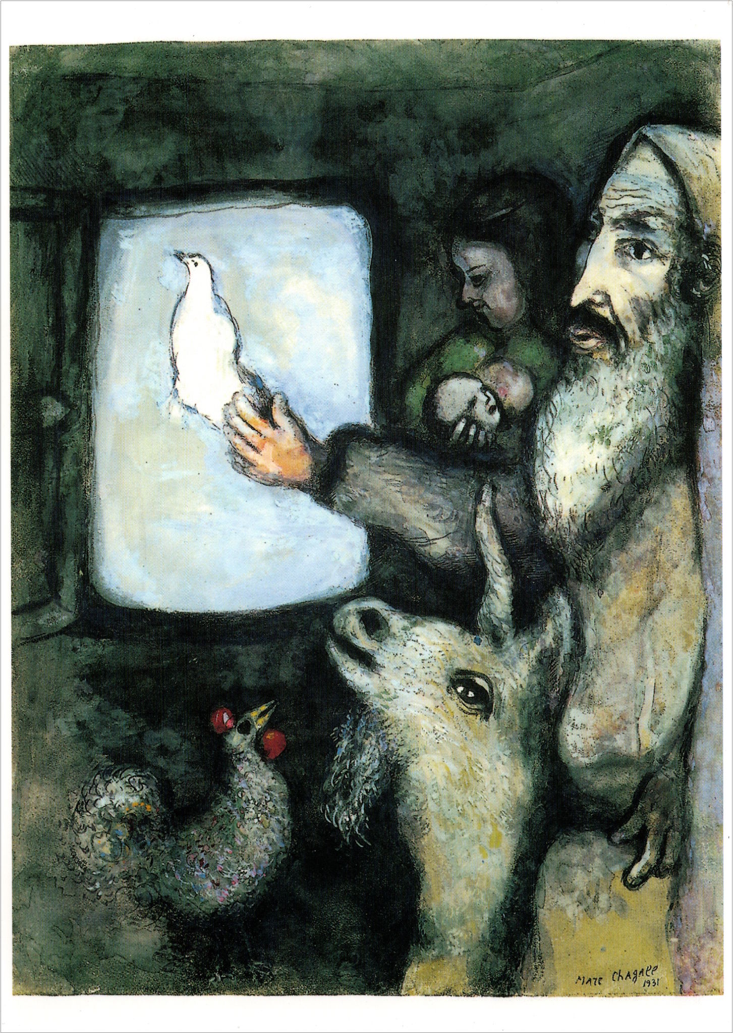 Kunstkarte Marc Chagall "Noah entsendet die Taube"