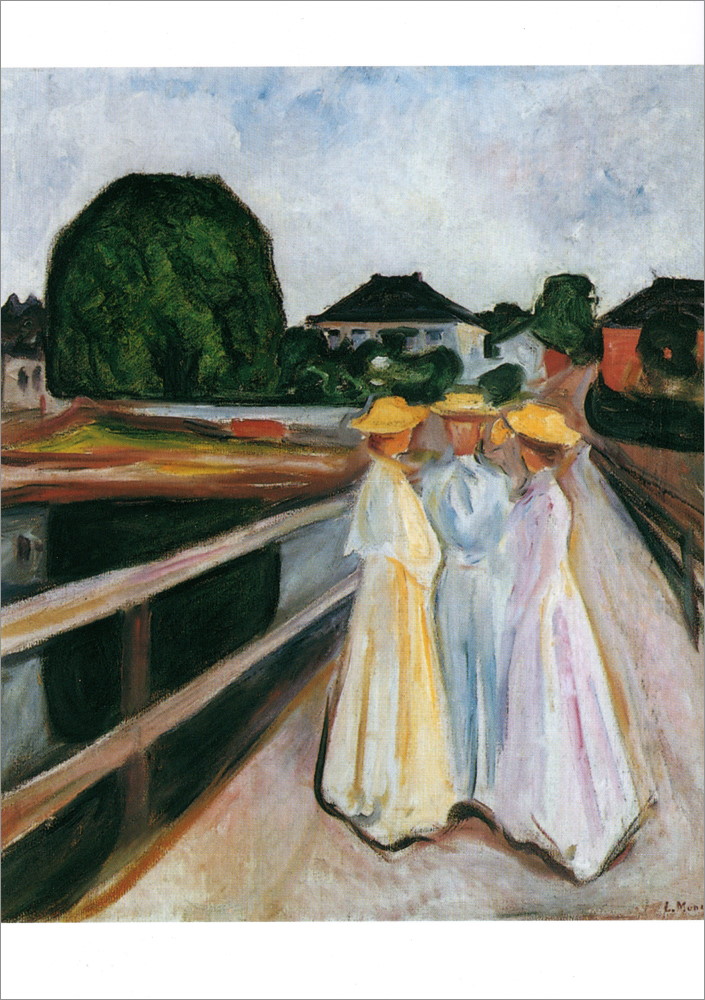 Kunstkarte Edvard Munch "Drei Mädchen auf der Brücke"