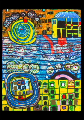 Kunstkarte Hundertwasser "Die vier Einsamkeiten"
