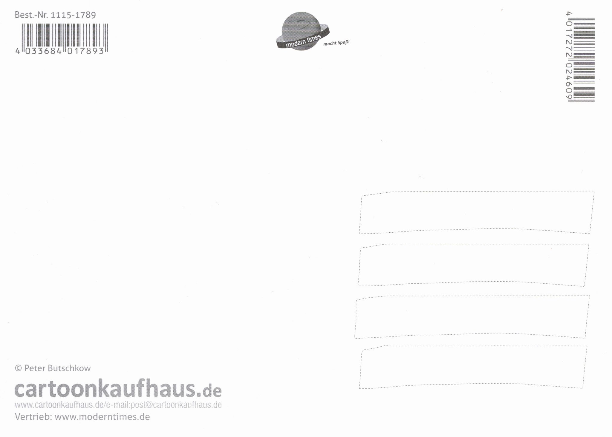 Postkarte Peter Butschkow "Was geht'n im Alter so ab, Alter?" (Rückseite)