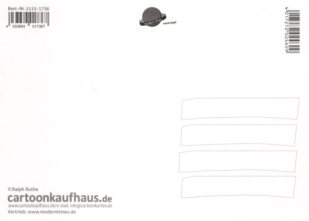 Postkarte Ralph Ruthe "Ich hab hier eins mit einer dunklen Seite." (Rückseite)