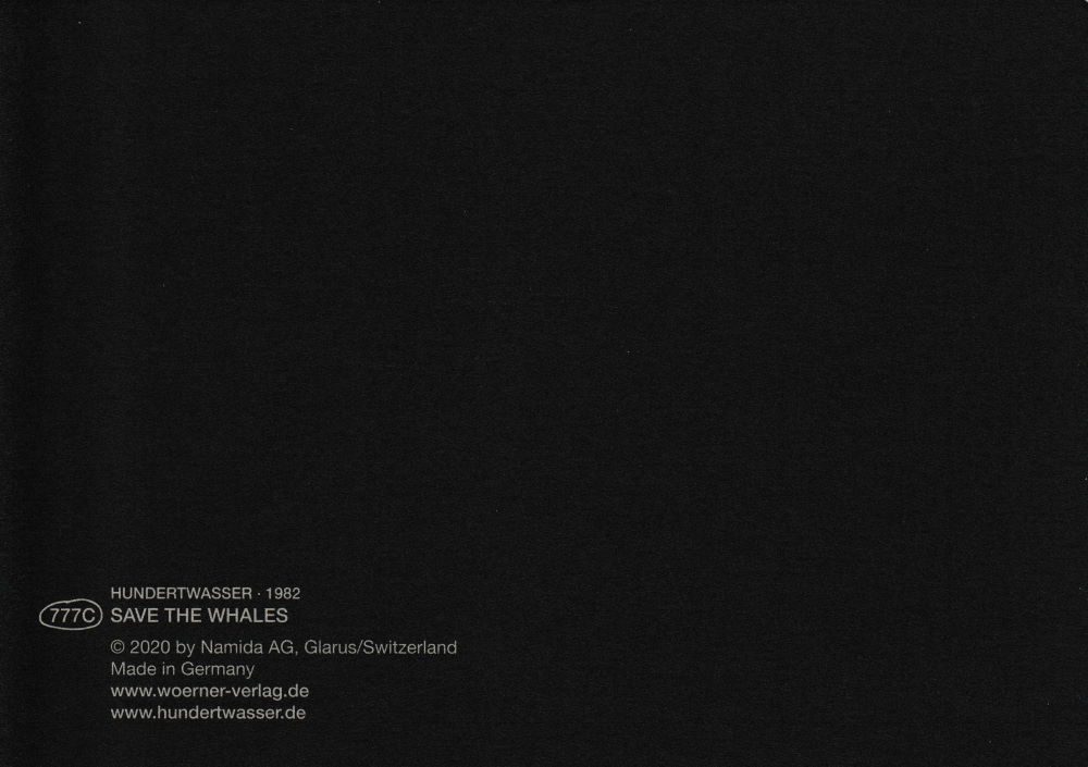 Kunstkarte Hundertwasser "SAVE THE WHALES"