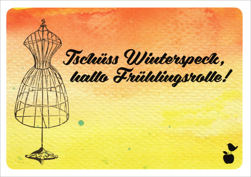 Postkarte "Tschüss Winterspeck, hallo Frühlingsrolle!"