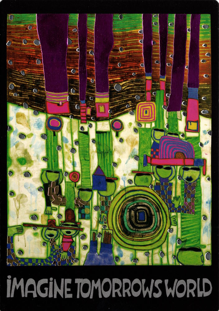 Kunstkarte Hundertwasser "Imagine Tomorrow's World" Kunstkarte Hundertwasser "Imagine Tomorrow's World"