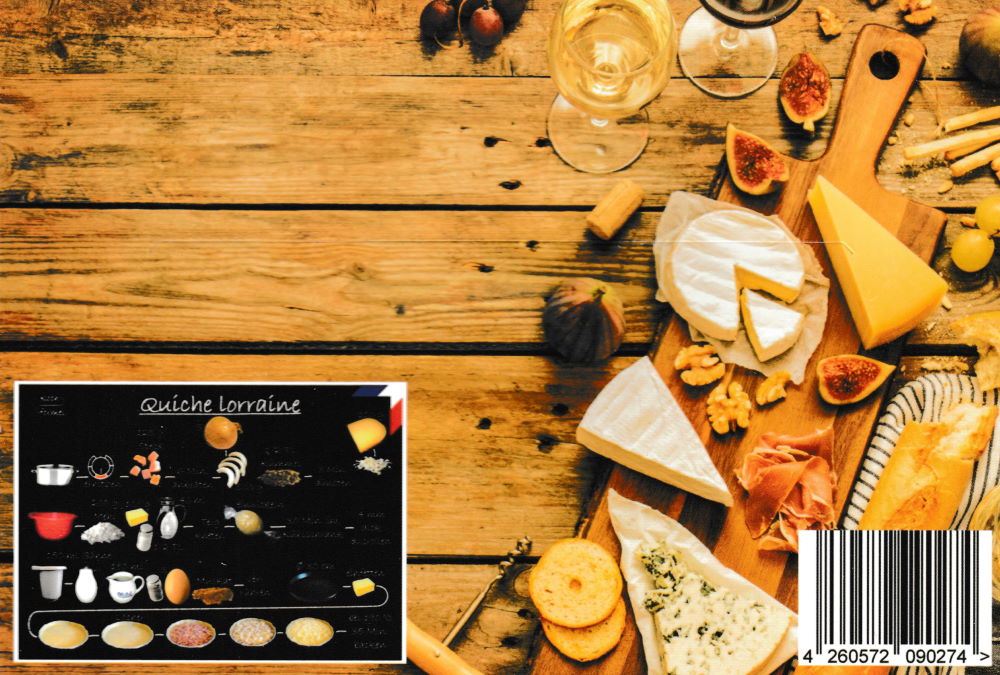 Komplett-Set "Französische Küche auf 12 Rezept-Postkarten" (Rückseite)