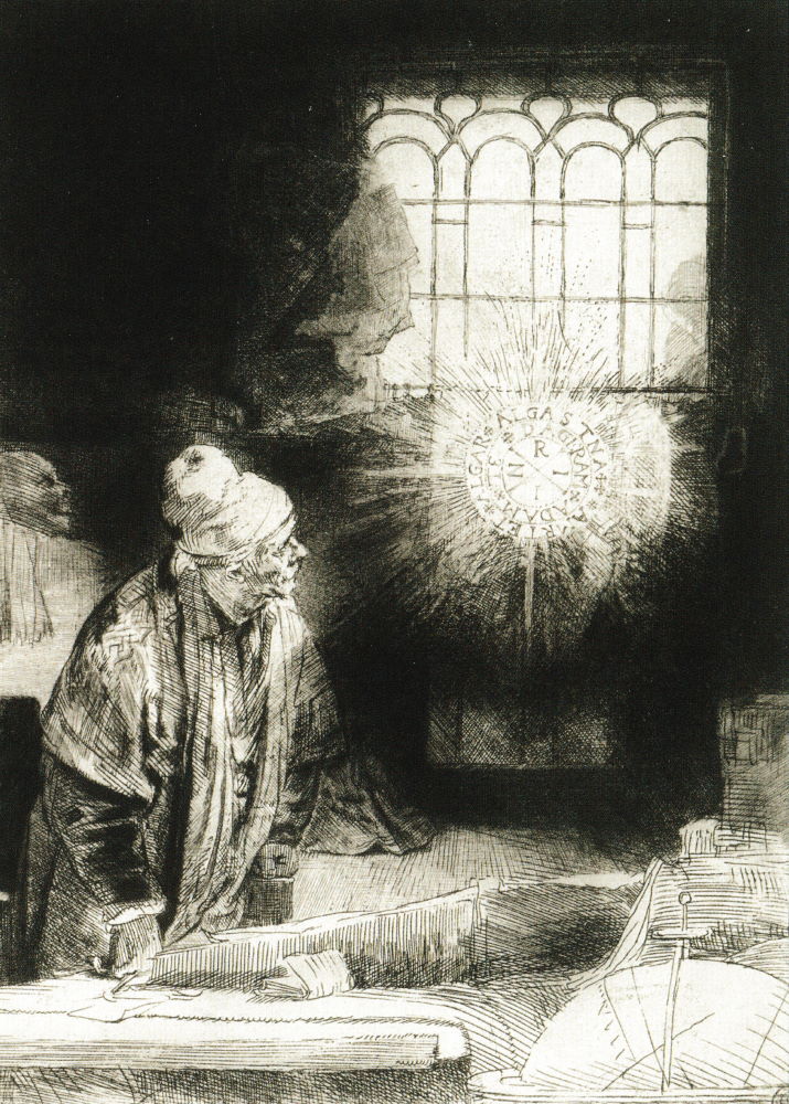Kunstkarte Rembrandt "Dr. Faustus beim Studieren"