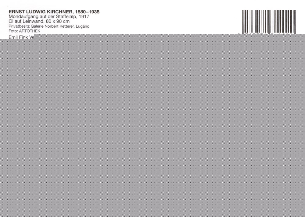 Kunstkarte Ernst Ludwig Kirchner "Mondaufgang auf der Staffelalp" (Rückseite)