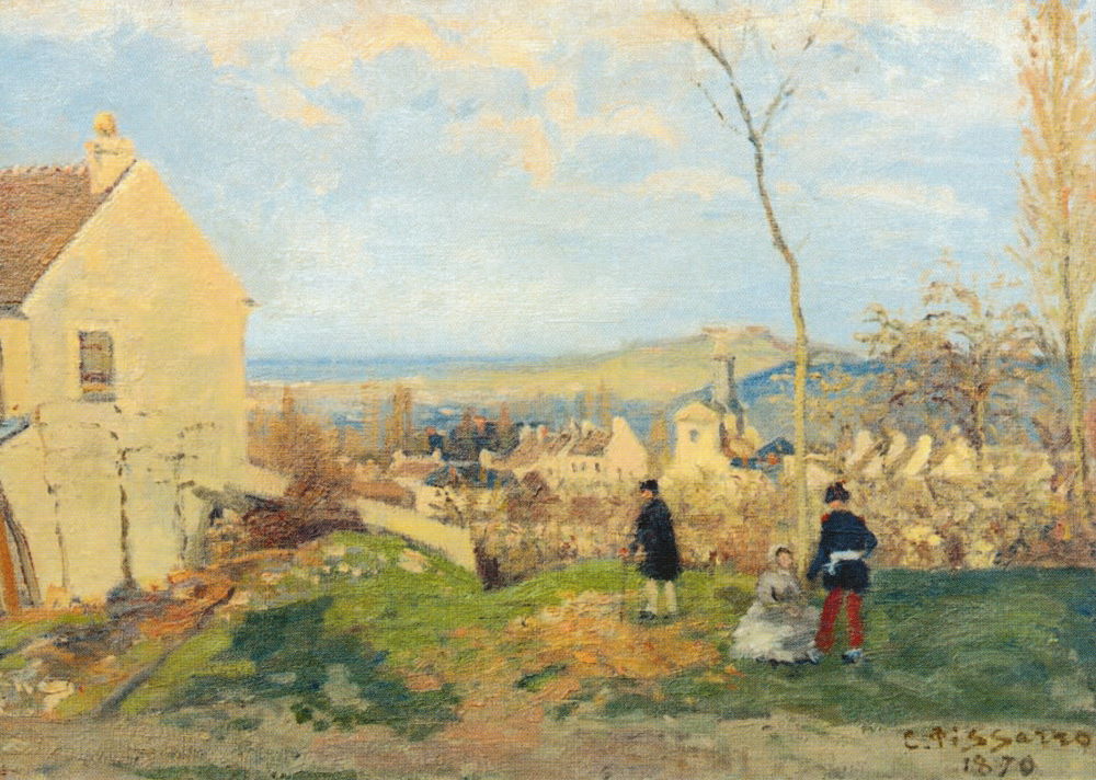 Kunstkarte Camille Pissarro "Louveciennes mit dem Mont Valérien im Hintergrund"