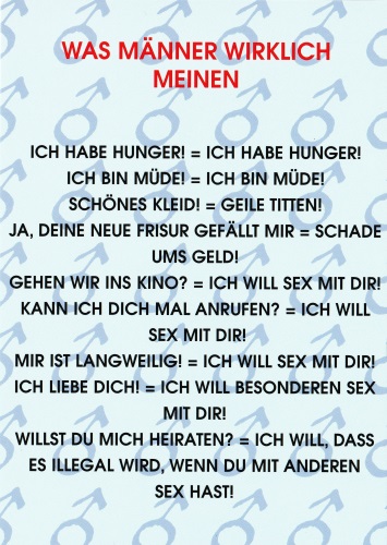 Postkarte "Was Männer wirklich meinen" Postkarte "Was Männer wirklich meinen"