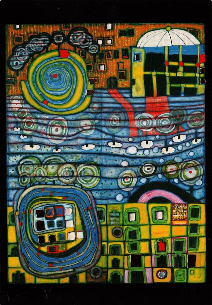 Kunstkarte Hundertwasser "Die vier Einsamkeiten"