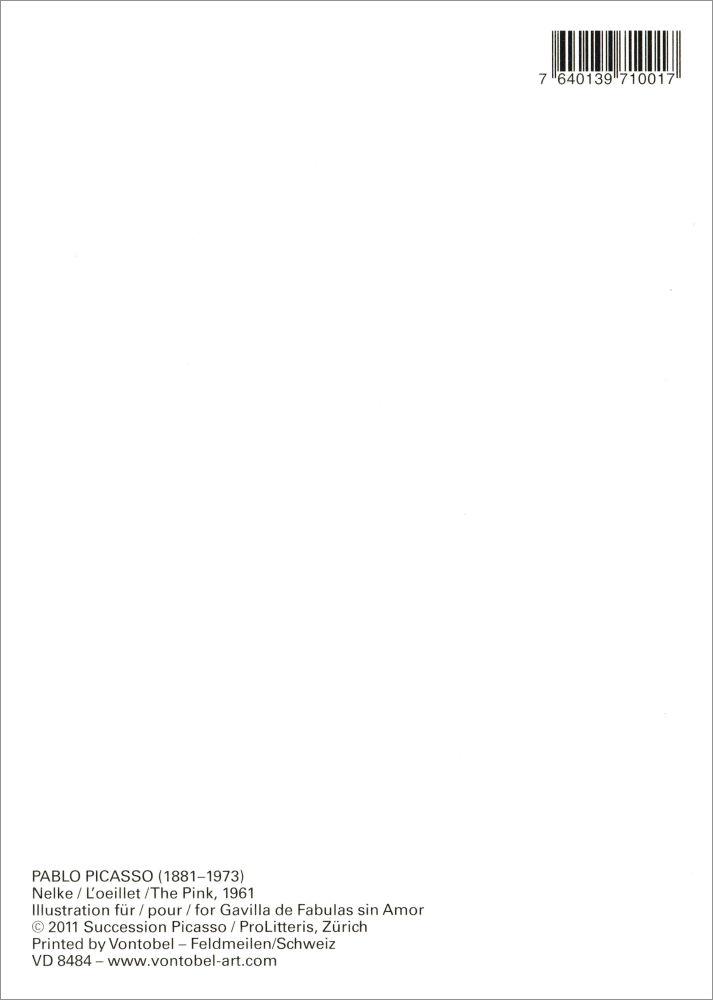 Kunstkarte Pablo Picasso "Nelke" (Rückseite)
