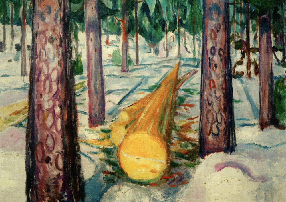 Kunstkarte Edvard Munch "Der gelbe Baumstamm"