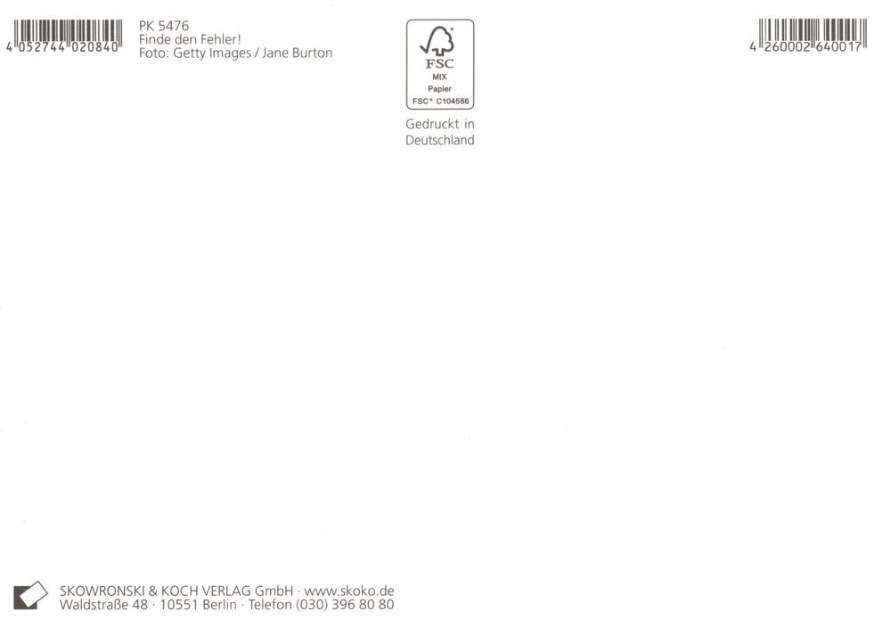 Postkarte "Finde den Fehler!" (Rückseite)