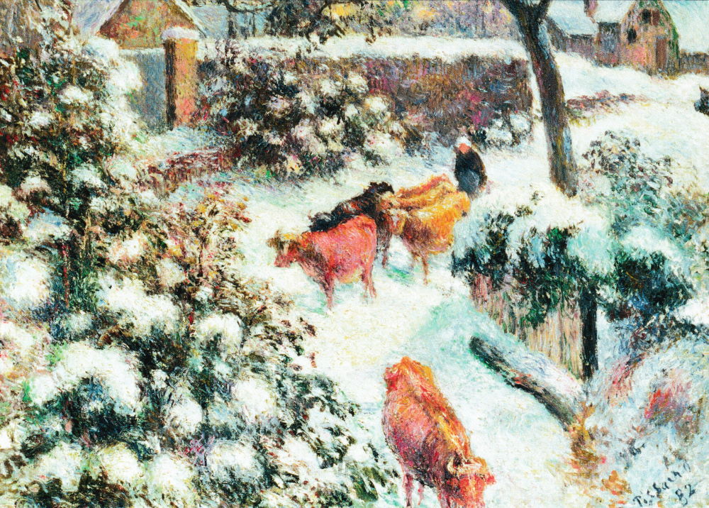 Kunstkarte Camille Pissarro "Montfoucault im Schnee"