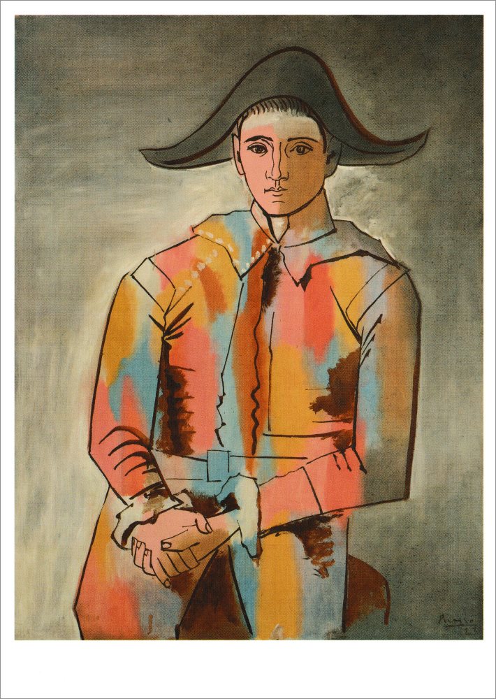 Kunstkarte Pablo Picasso "Arlequin, les mains croisées" Kunstkarte Pablo Picasso "Arlequin, les mains croisées"