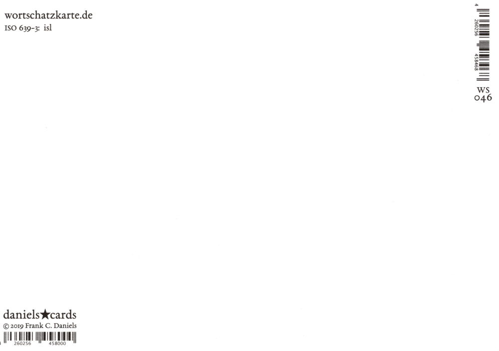 Wortschatz-Postkarte "petta Reddast" (Rückseite)