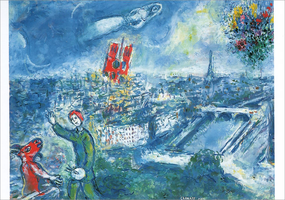 Kunstkarte Marc Chagall "Ansicht von Paris"