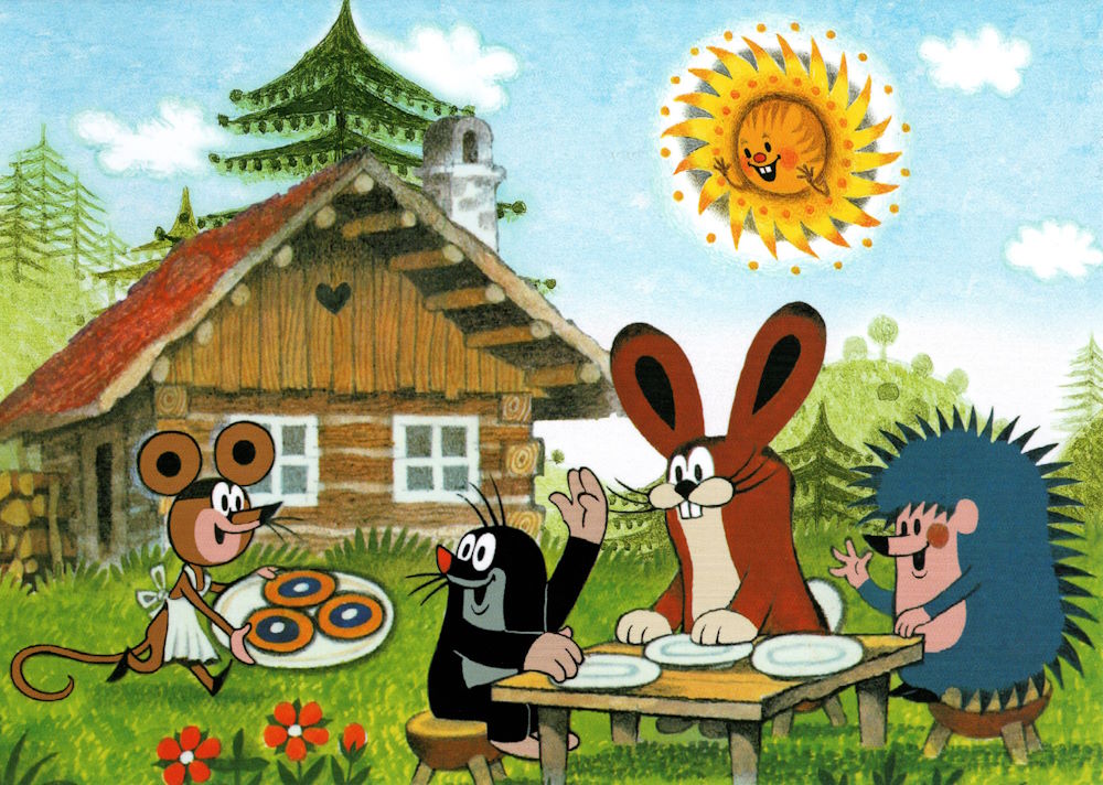 Postkarte "Der kleine Maulwurf beim Vesper mit Freunden" Postkarte "Der kleine Maulwurf beim Vesper mit Freunden"