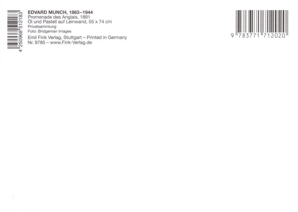 Kunstkarte Edvard Munch "Promenade des Anglais" (Rückseite)