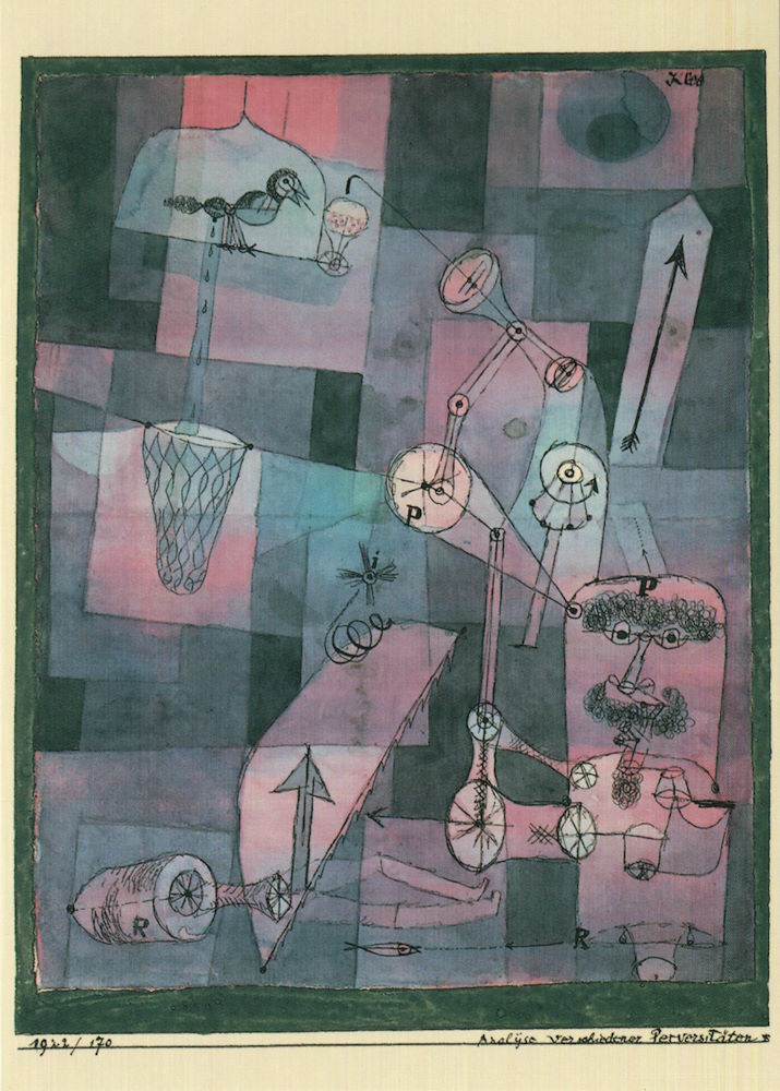 Kunstkarte Paul Klee "Analyse verschiedener Perversitäten"