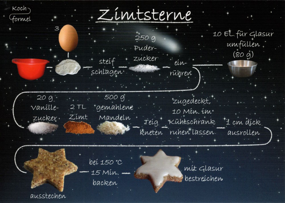 Rezept-Postkarte "Weihnachtsgebäck: Zimtsterne"