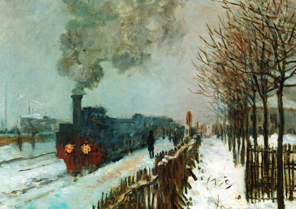 Kunstkarte Claude Monet "Eisenbahn im Schnee oder Die Lokomotive" Kunstkarte Claude Monet "Eisenbahn im Schnee oder Die Lokomotive"