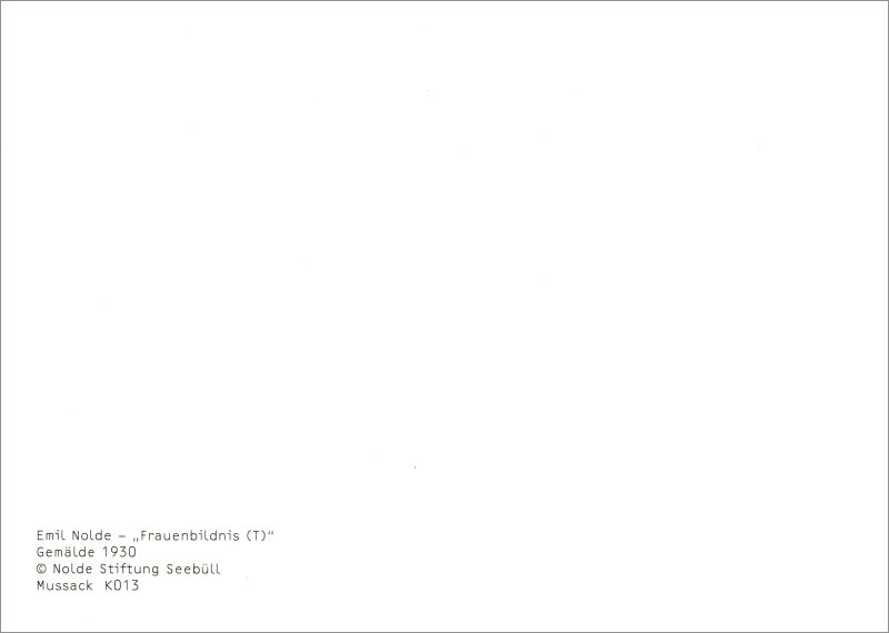 Kunstkarte Emil Nolde "Frauenbildnis" (Rückseite)
