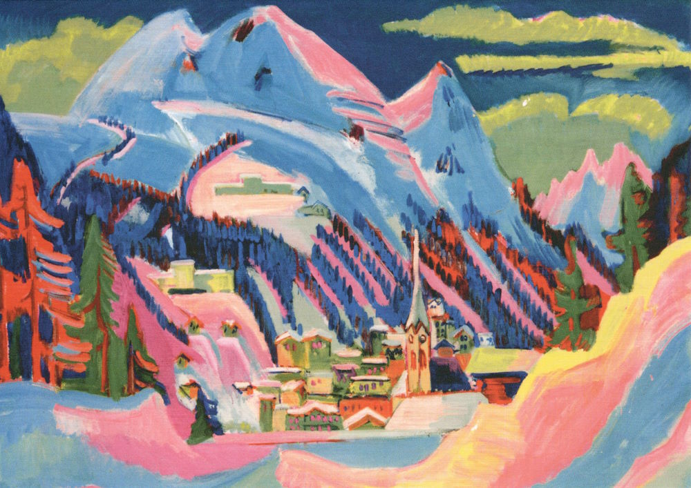 Kunstkarte Ernst Ludwig Kirchner "Davos im Schnee"