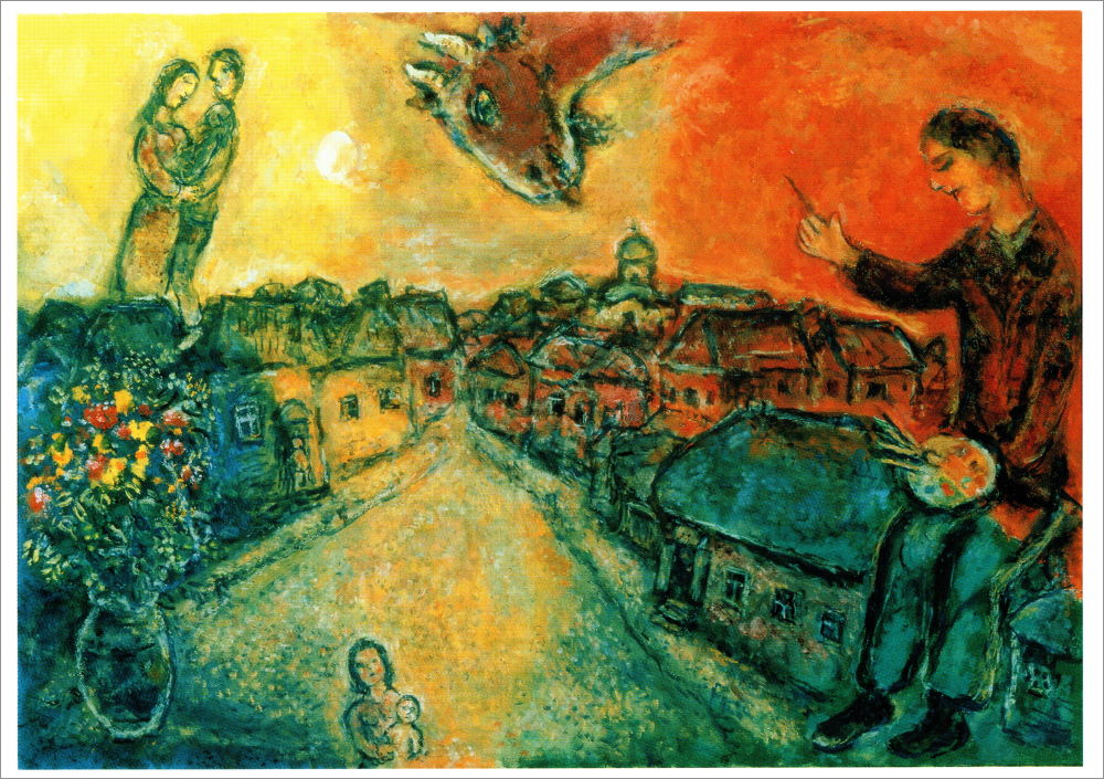 Kunstkarte Marc Chagall "Der Künstler über Witebsk" Kunstkarte Marc Chagall "Der Künstler über Witebsk"
