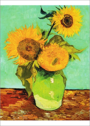 Kunstkarte Vincent van Gogh "Drei Sonnenblumen in einer Vase"