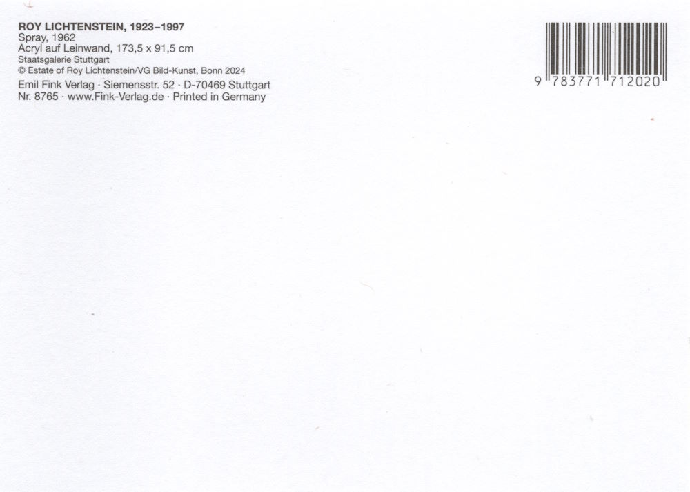 Kunstkarte Roy Lichtenstein "Spray" (Rückseite)