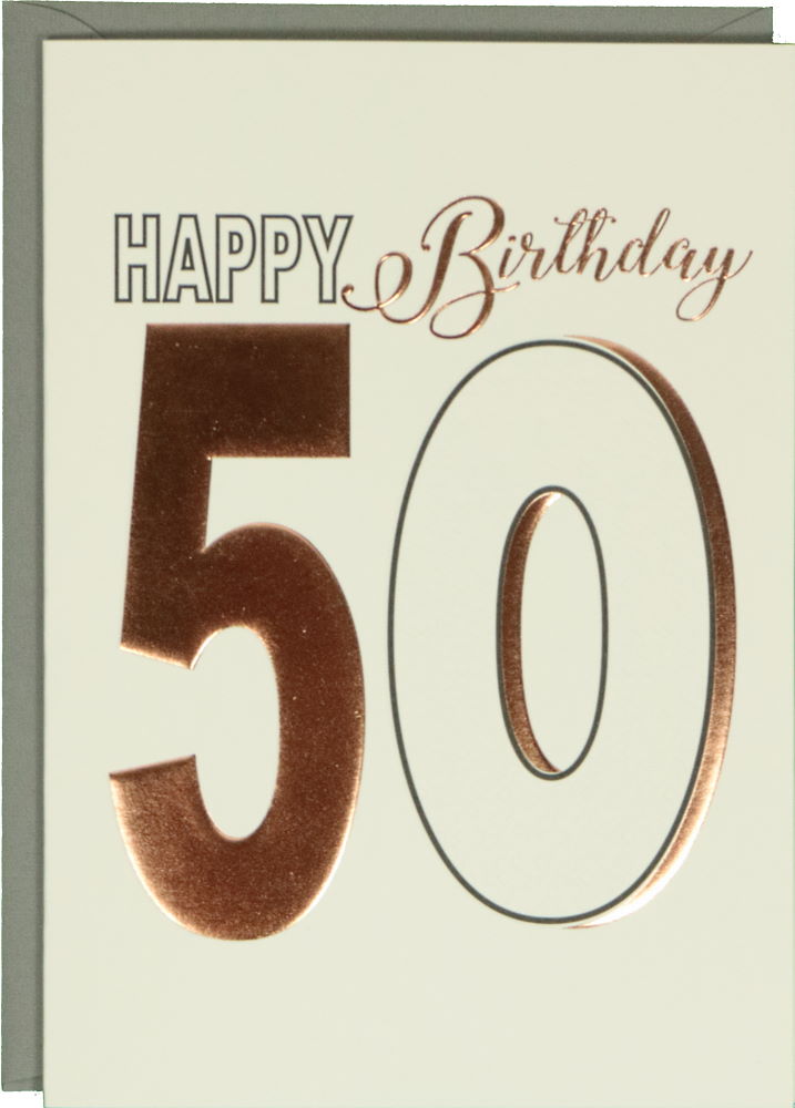 Glückwunschkarte Geburtstag: Donna May Happy Birthday - Zum Fünfzigsten!