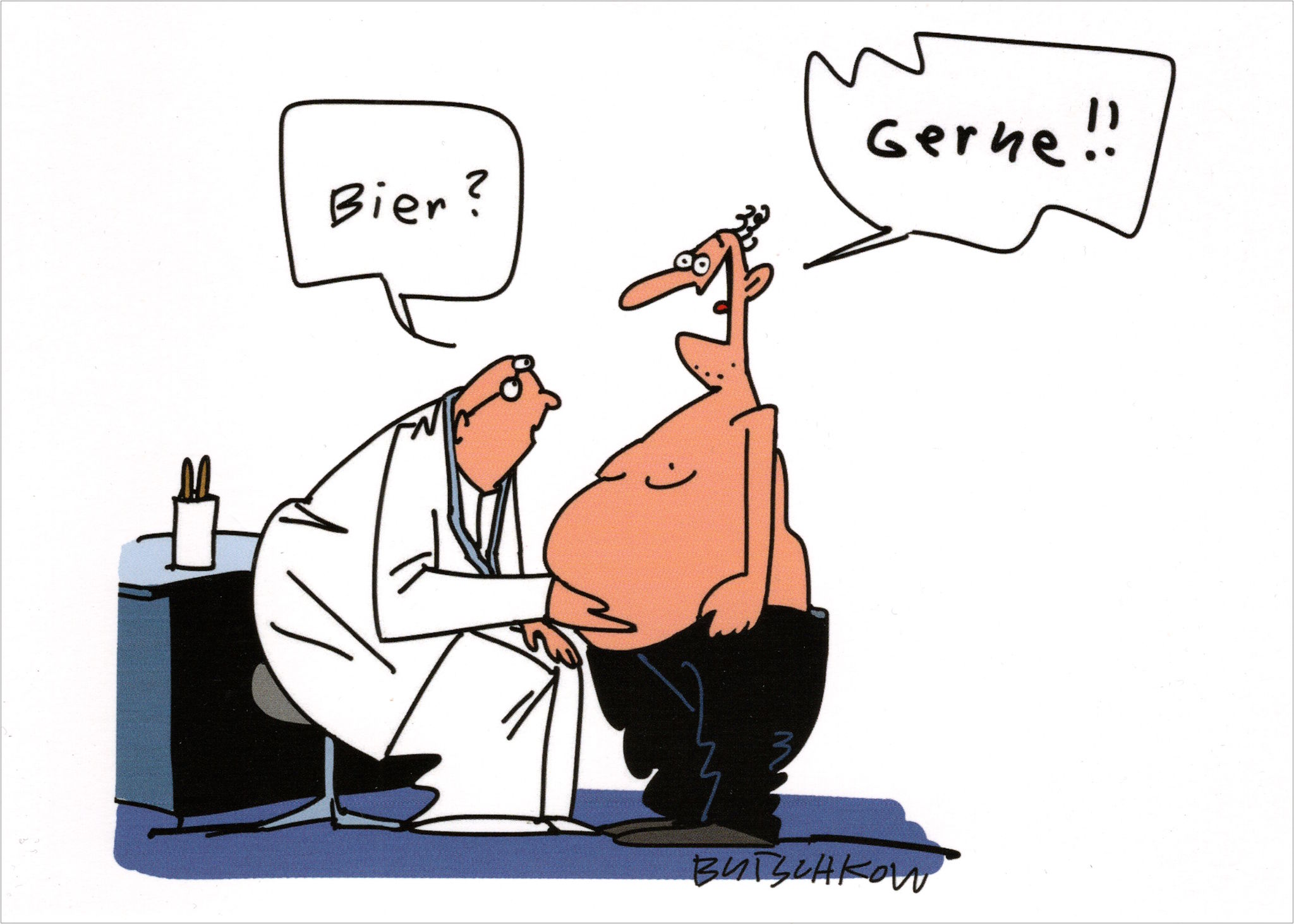 Postkarte Peter Butschkow "Bier? Gerne!!"