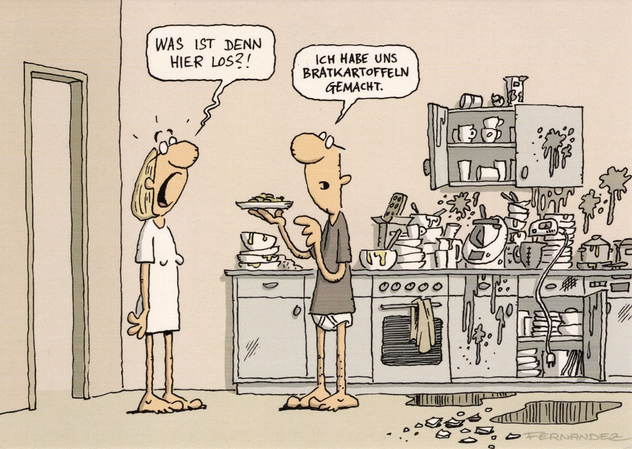Postkarte Miguel Fernandez "Was ist denn hier los?"