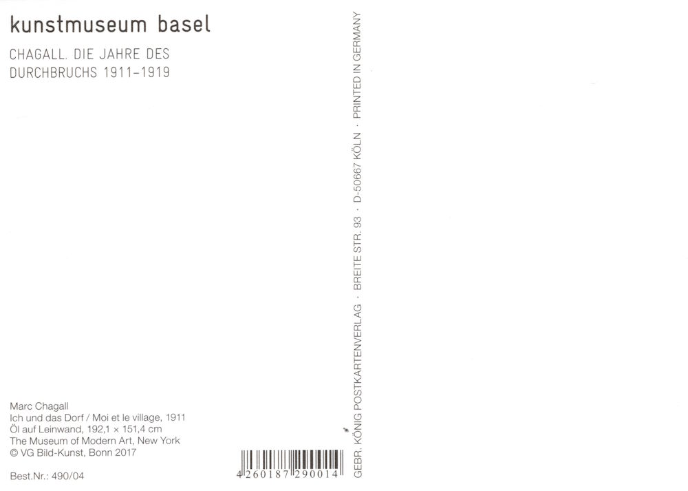 Kunstkarte Marc Chagall "Ich und das Dorf" (Rückseite)