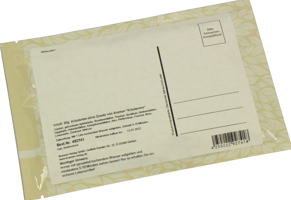 Tee-Postkarte "Zuerst schließen wir die Augen, dann sehen wir weiter."