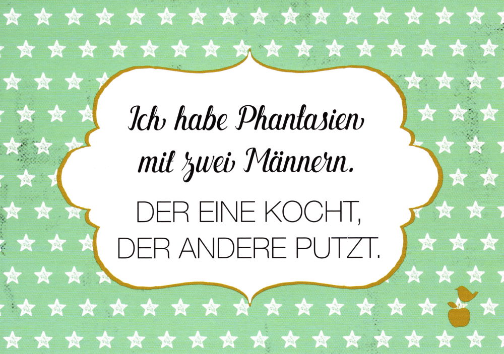 Postkarte "Ich hab Phantasien mit zwei Männern:"