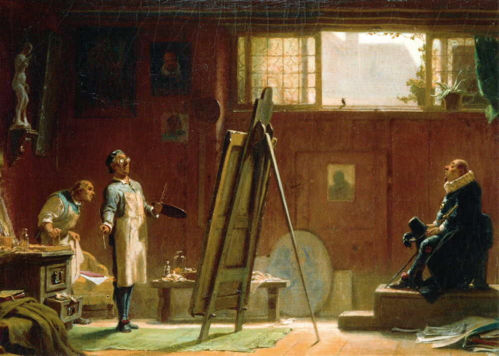 Kunstkarte Carl Spitzweg "Der Porträtmaler"