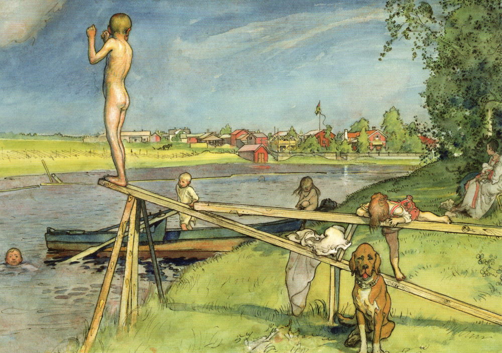 Kunstkarte Carl Larsson "Ein guter Badeplatz"