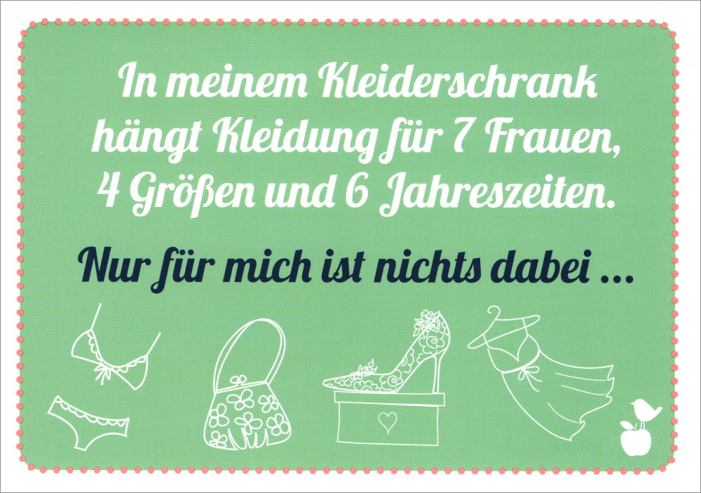 Postkarte "In meinem Kleiderschrank hängt Kleidung für ..." Postkarte "In meinem Kleiderschrank hängt Kleidung für ..."