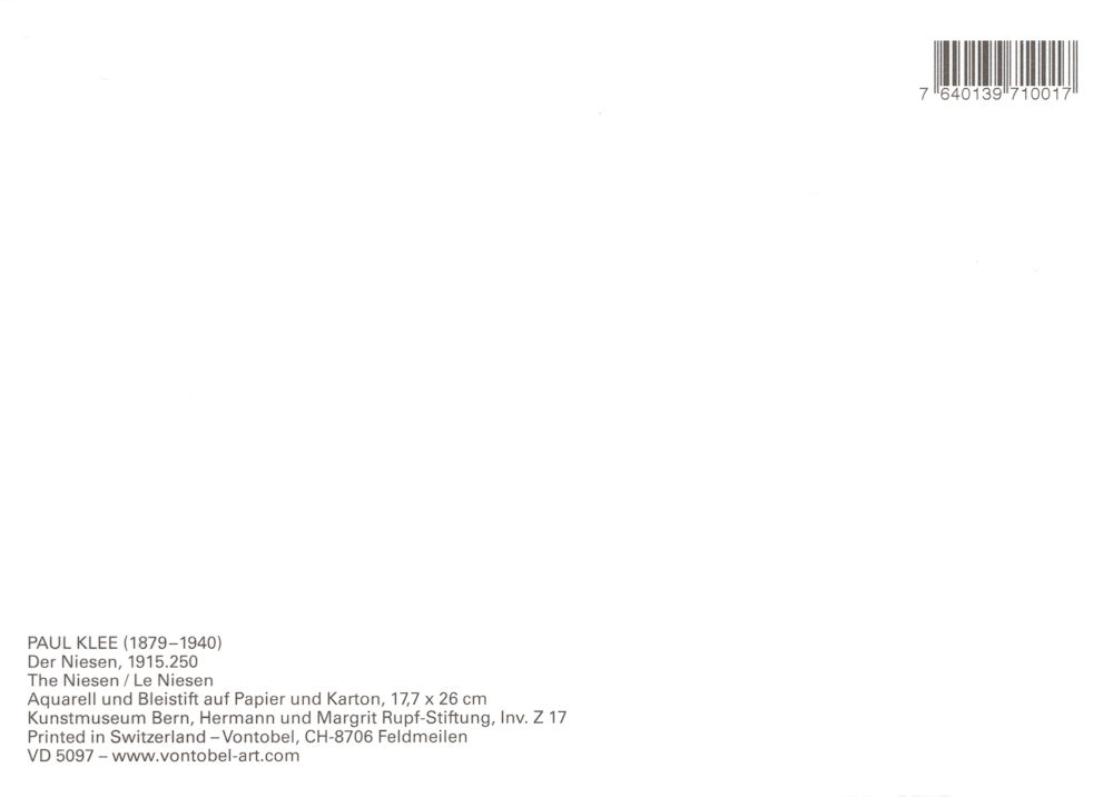 Kunstkarte Paul Klee "Der Niesen"
