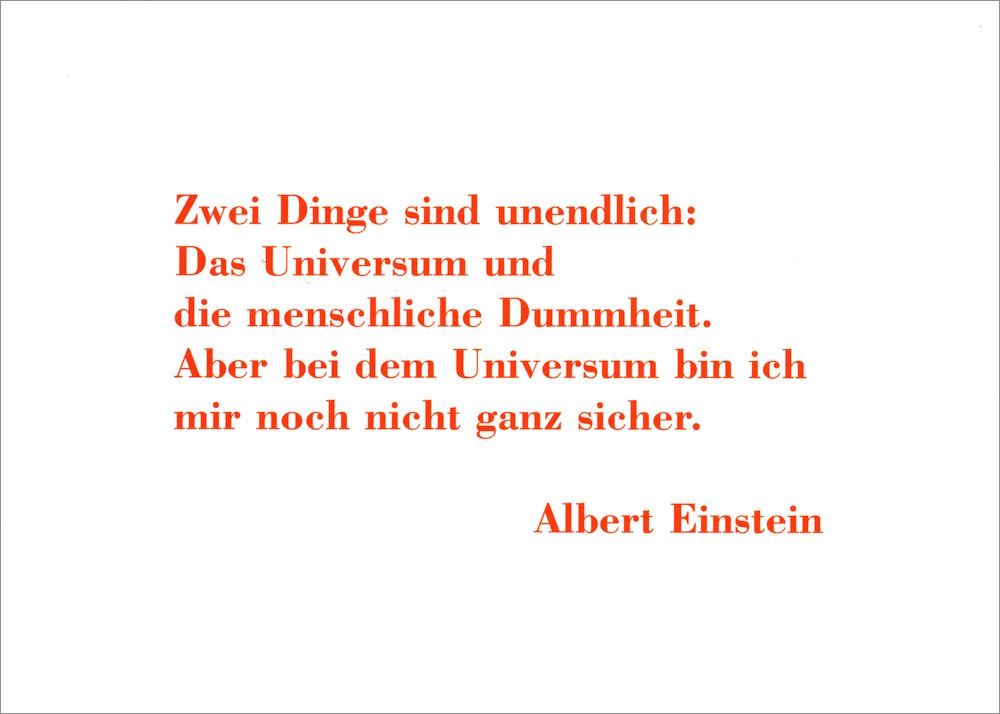 Postkarte "Zwei Dinge sind unendlich: Das Universum und ..." Postkarte "Zwei Dinge sind unendlich: Das Universum und ..."