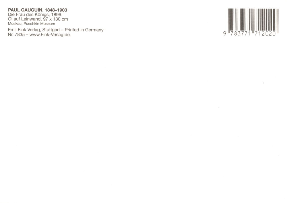 Kunstkarte Paul Gauguin "Die Frau des Königs" (Rückseite)