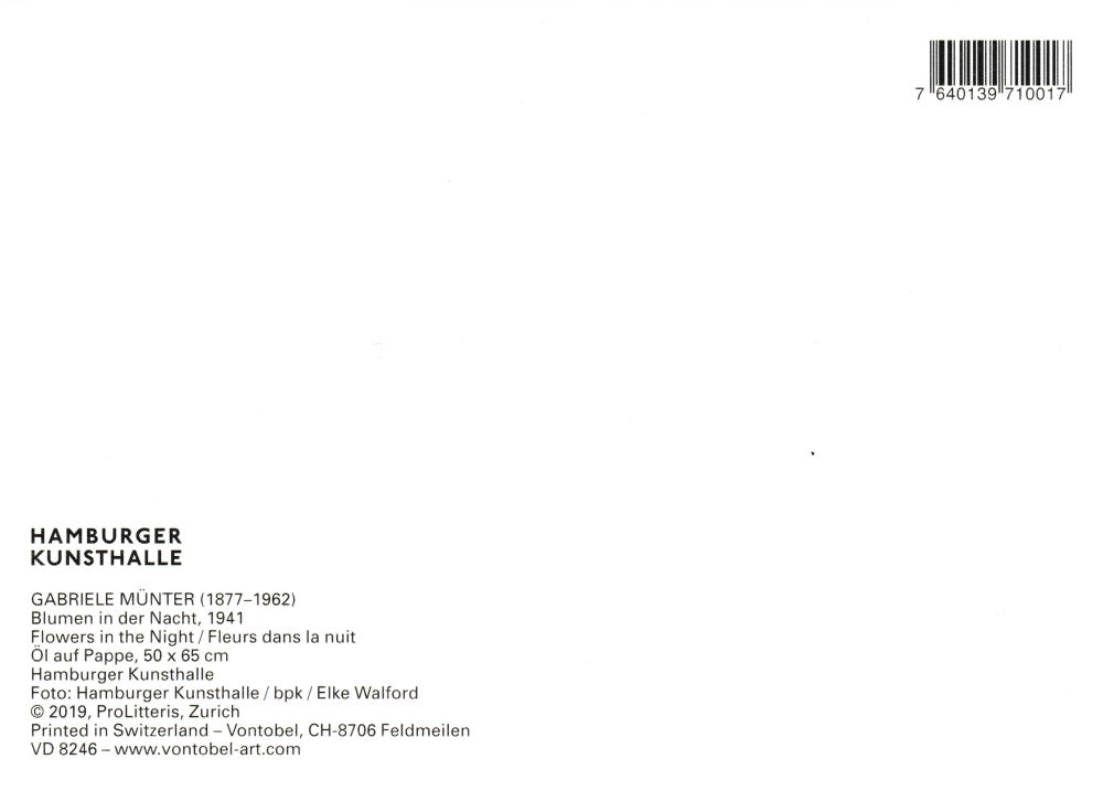 Kunstkarte Gabriele Münter "Blumen in der Nacht" (Rückseite)