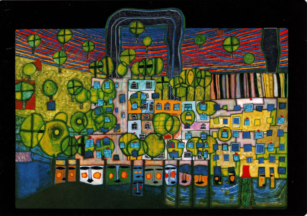 Kunstkarte Hundertwasser "Loewengasse - Die dritte Haut" Kunstkarte Hundertwasser "Loewengasse - Die dritte Haut"