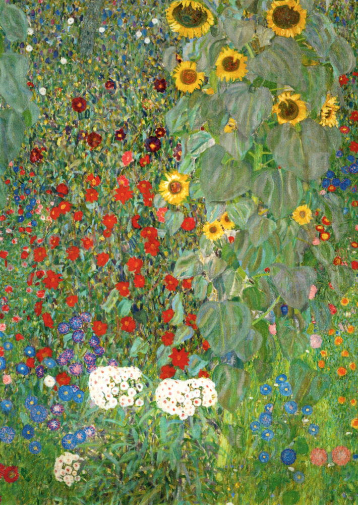 Kunstkarte Gustav Klimt "Garten mit Sonnenblumen (Ausschnitt)"