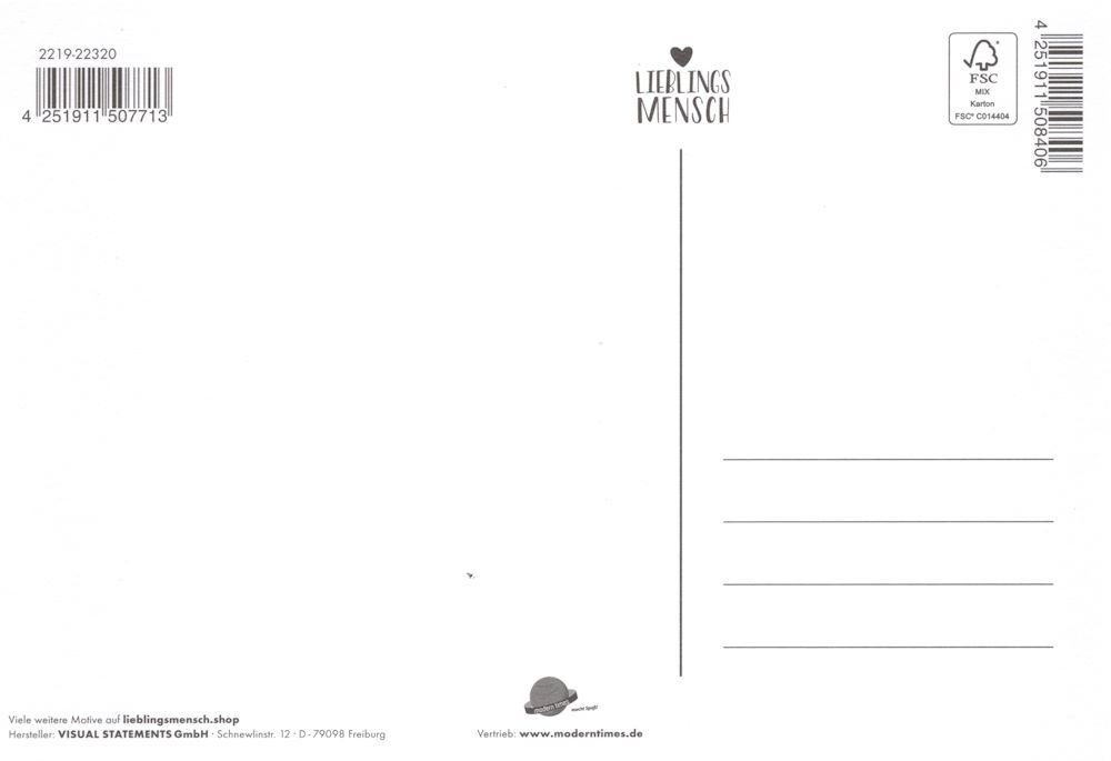 Euroformat-Postkarte "Für wahre Freundschaft ist Entfernung ..." (Rückseite)