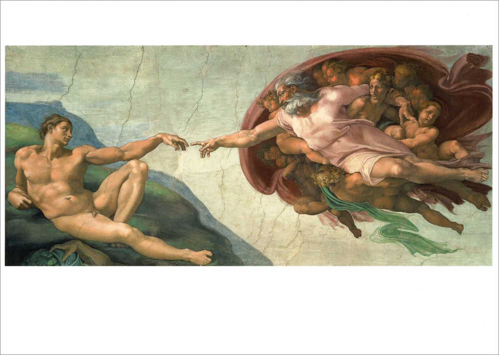 Kunstkarte Michelangelo "Die Erschaffung Adams"