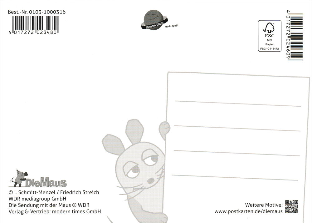 Postkarte "Sendung mit der Maus: Doktor Maus"